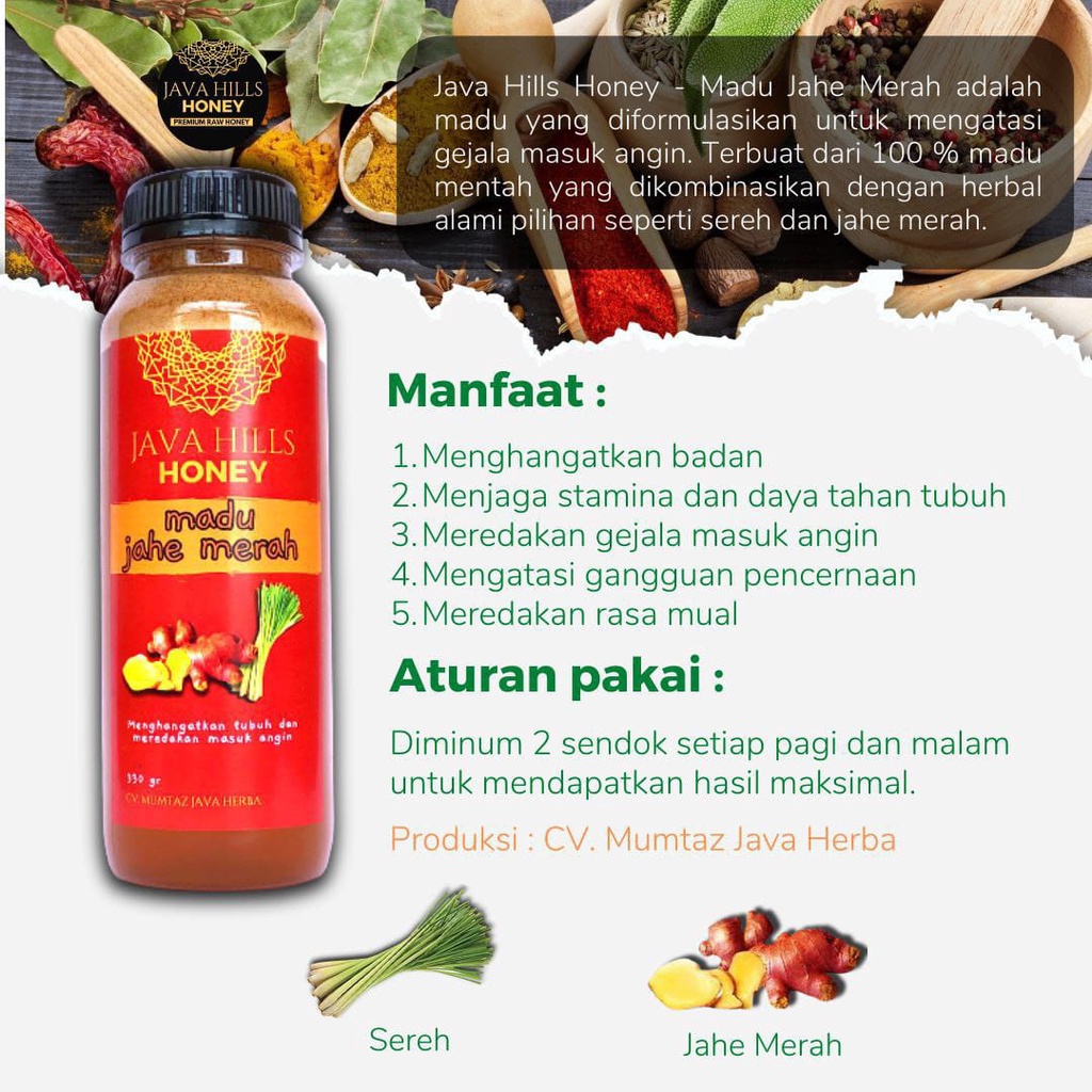 

Madu Jahe Merah Herbal Alami 100% Asli