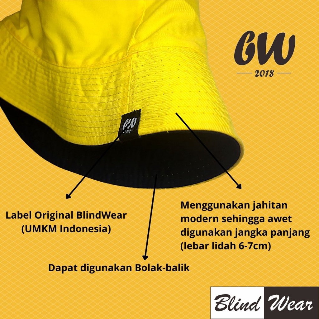 Topi Bucket Polos Bolak Balik Pria Wanita