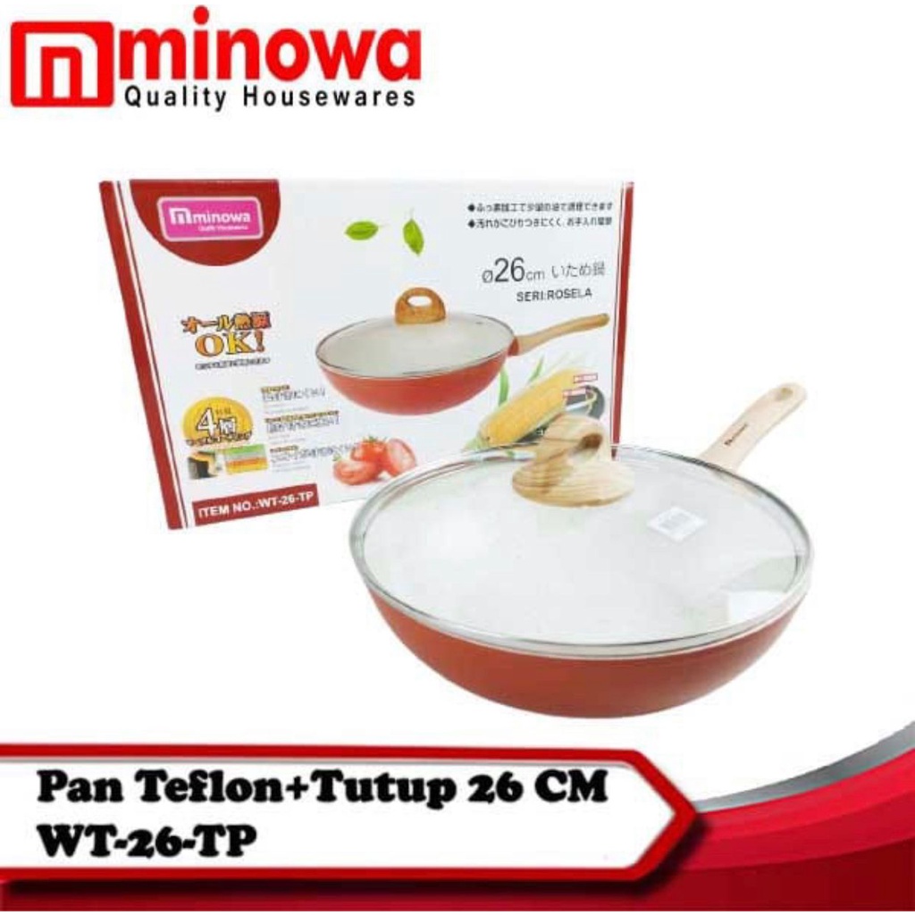 RAPA Minowa Wok Pan Lapisan Ceramik Marble + Tutup Kaca