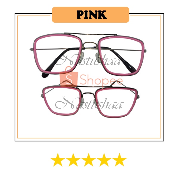 Kacamata Fashion Lensa Transparan Double Frame Glasses Untuk Pria dan Wanita Model Aviator Square Gaya Korea NOCASE