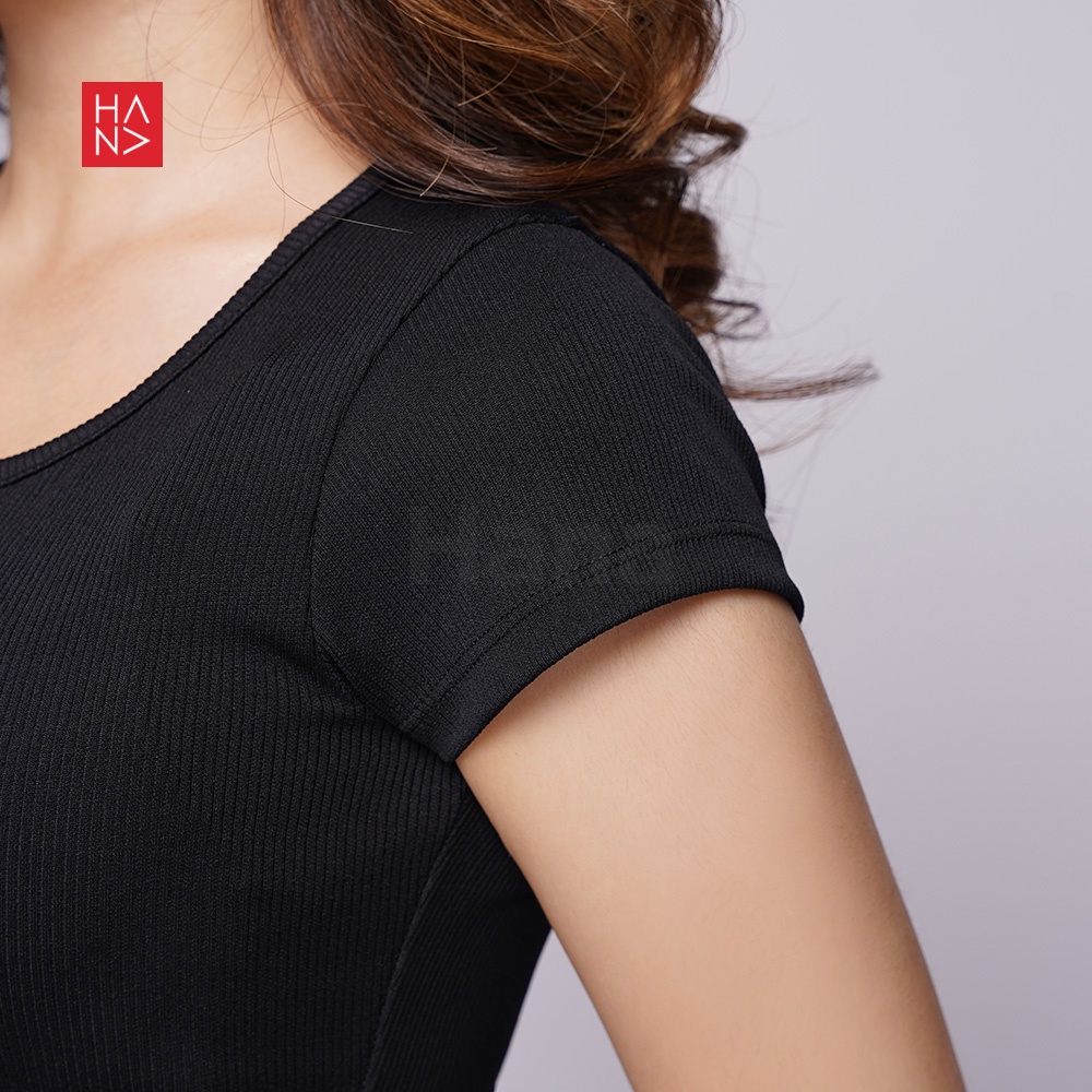 Hana Fashion - Kharen T-shirt Knit / Kaos Crop Wanita Gaya Korea - TS478