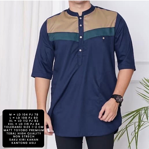 Baju Koko Ndrex / Baju Kerah Shanghai / Baju Muslim Pria Matt Katun Premium Tebal