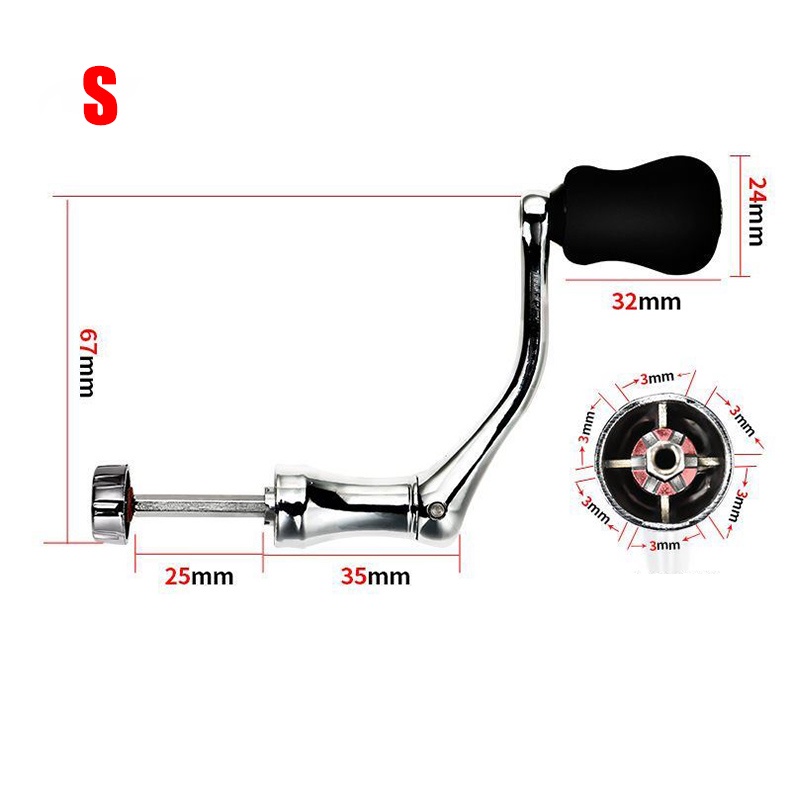Gagang Reel Pancing/Reel Handle/Handle Power Reel Pancing Cnc Pengganti Ukuran S / M / L Dengan Knob Plastik
