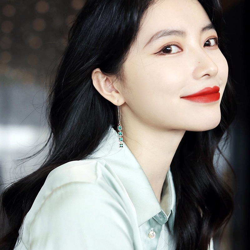 Anting Gantung Panjang Model Kotak Dengan Rumbai Untuk Wanita