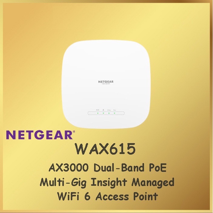 Netgear WAX615 AX3000 Dual-Band PoE Multi-Gig Insight Managed WiFi 6