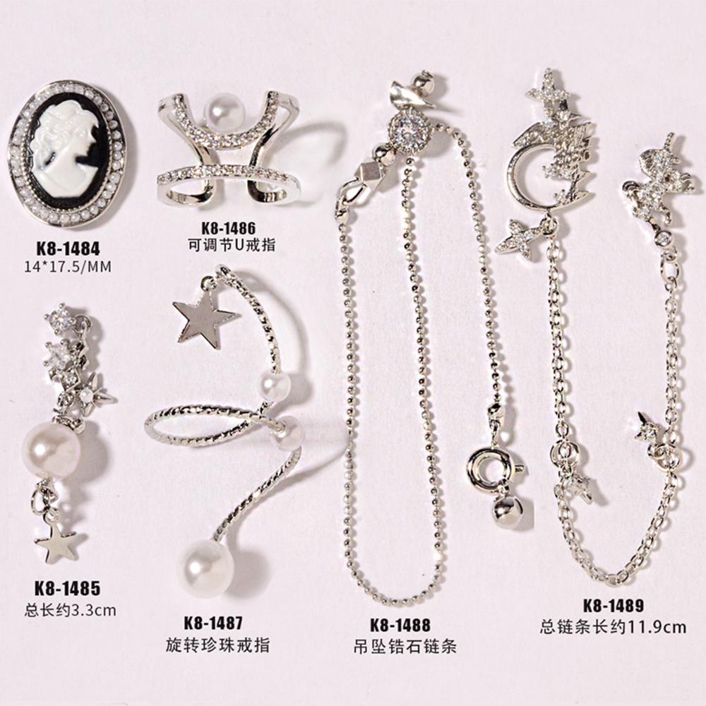 Mxbeauty Kupu-Kupu Nail Art Dekorasi Mewah Shiny Pendant Chains Mutiara Logam Kristal Kuku Zirkon