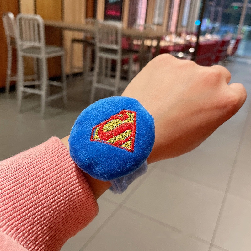 Marvel Gelang Tangan Slap On Model Superhero Iron Man / Spiderman Bahan Plush Untuk Anak