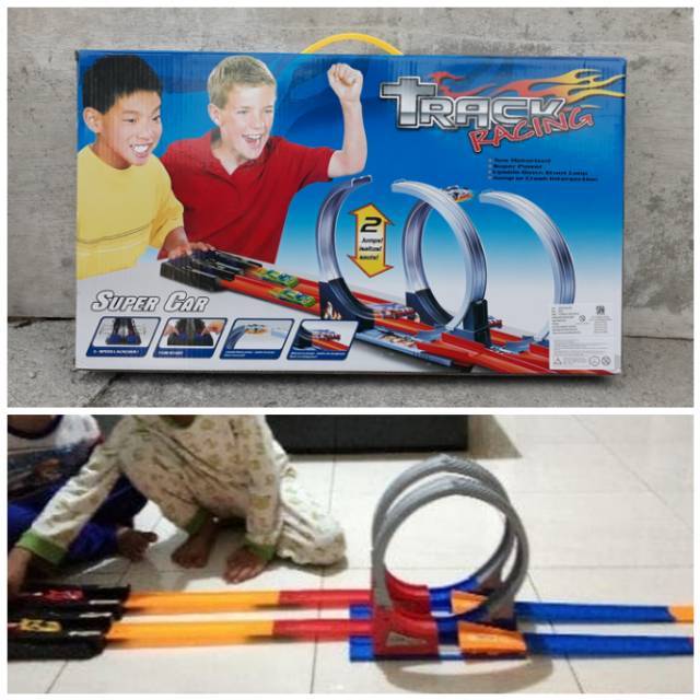 Mainan Track Racing Hot Wheels 2 Jalur Model Trek Halilintar Anak