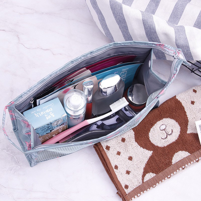 Tas Travel Wanita Organizer Transparan Jaring Kosmetik Makeup Alat Mandi Anti Air untuk Wanita