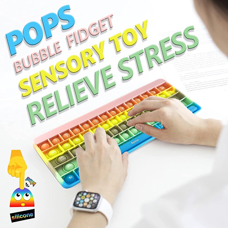 New Keyboard Fidget Toys Multi-color Pop Its With Word for Kid to Antistress Desktop Hight Quality Push Bubble Silicone