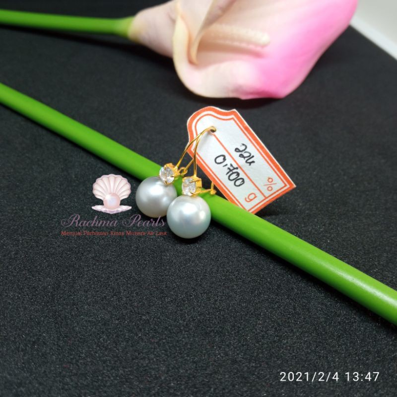 Anting anak Anting permata sirkon diamond emas 22k 916% mutiara air laut asli lombok model terbaru