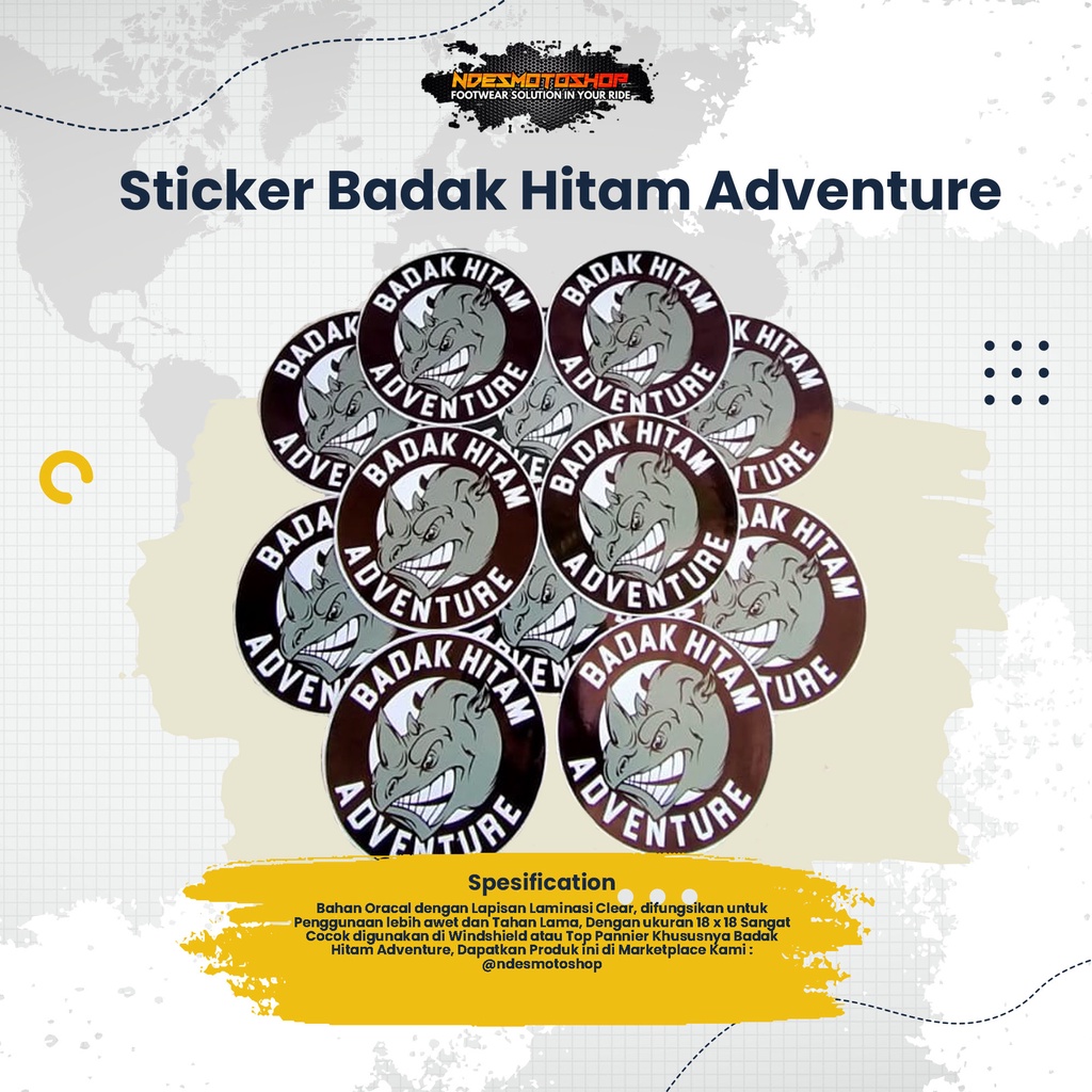 Stiker Cutting - Badak Hitam Adventure - Bulat - Original Badak Hitam Adventure