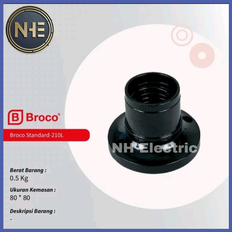 Fitting Lampu Plapon Plafon Drat 210L Hitam Broco Ceiling Lamp Holder Broco