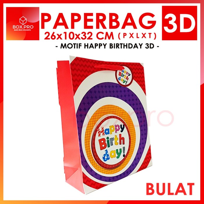 

BISA BAYAR DITEMPAT Paperbag 3D Aneka motif BIRTHDAY 26x10x32cm TEBAL IMPORT - Putih