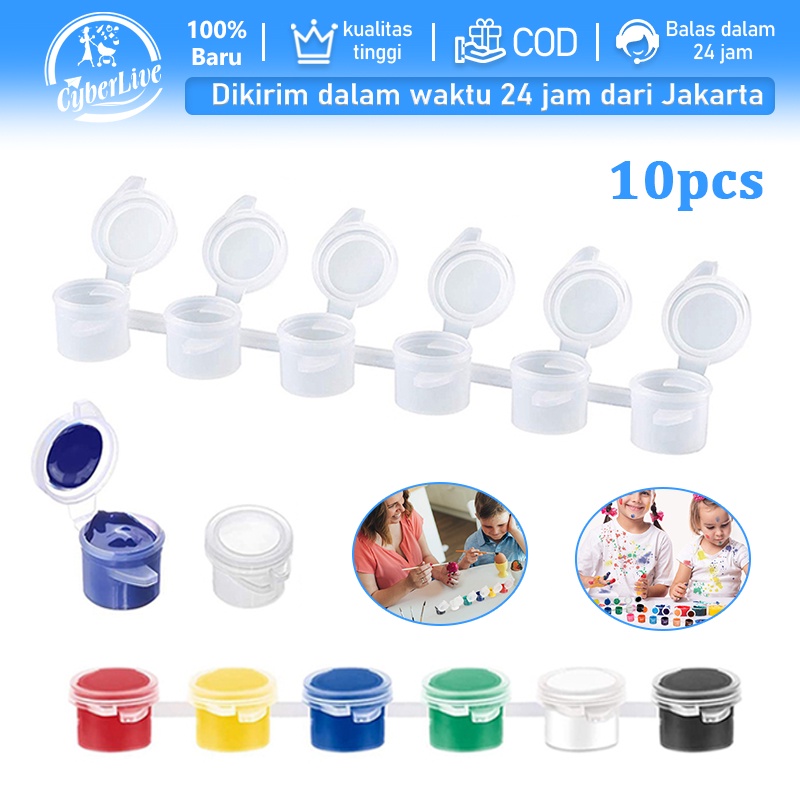 60 pcs 3ml Pot Cat Plastik Renteng Tabung Tempat Cat Akrilik Grosir / Acrylic Paint Cup