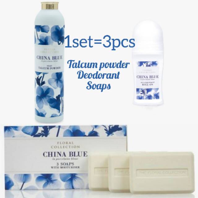 Marks and Spencer Set gift pack deodorant powder soap China Blue original Floral Collection sale
