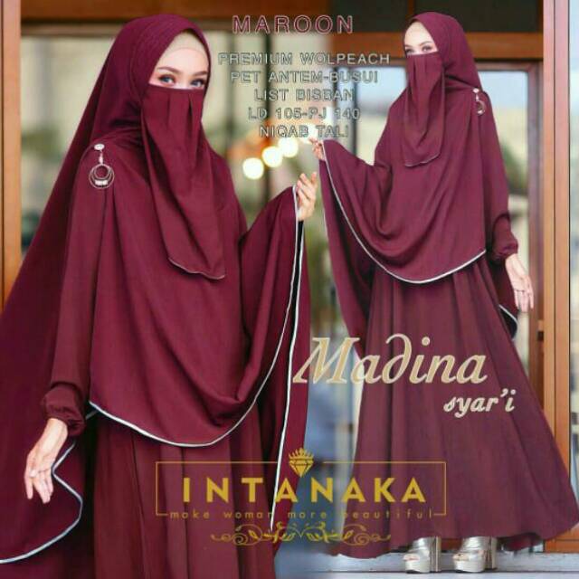 Madina Syari SYARI SET GAMIS POLOS UMROH HAJI FRRE CADAR Ori by Intanaka