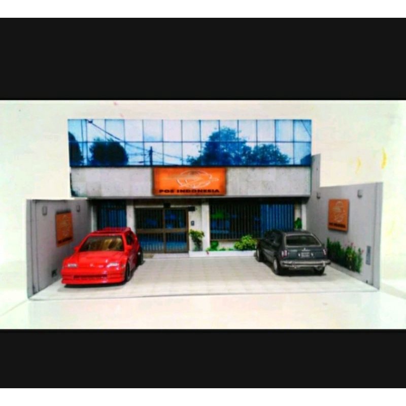 diorama papercraft kantor pos indonesiaskala 1/64 Diorama diecast