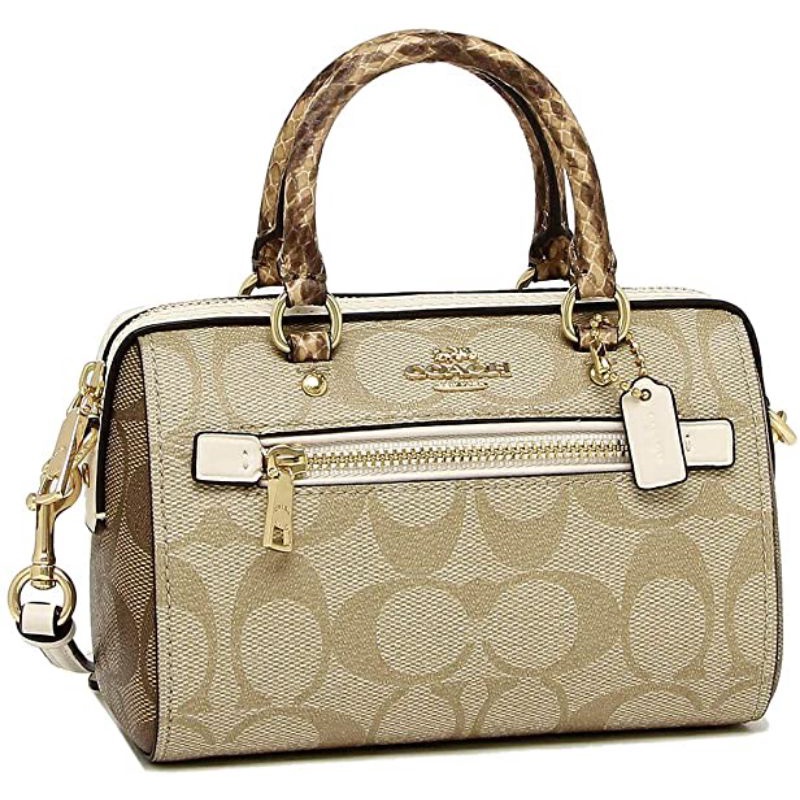 Coach Mini Boston Pillow Bag Lady Hand Messengger Bag Snake Patern Handle Size (C2300)