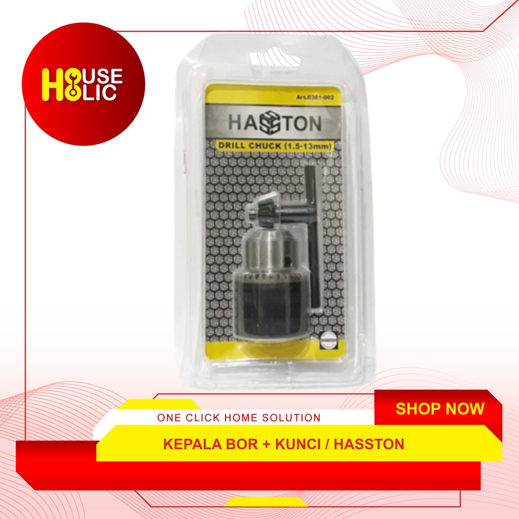 Kepala Bor + Kunci 13mm / Chuck Key 13 mm Drill Chuck Hasston 0381-002