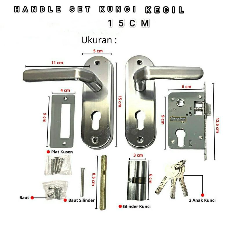 Kunci pintu rumah kecil 15cm gagang pintu rumah handle pintu slot kunci pintu rumah stainless