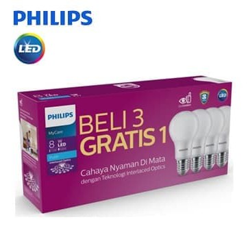 Lampu LED Philips 8w 8 Watt Multipack (1 paket isi 4 lampu)