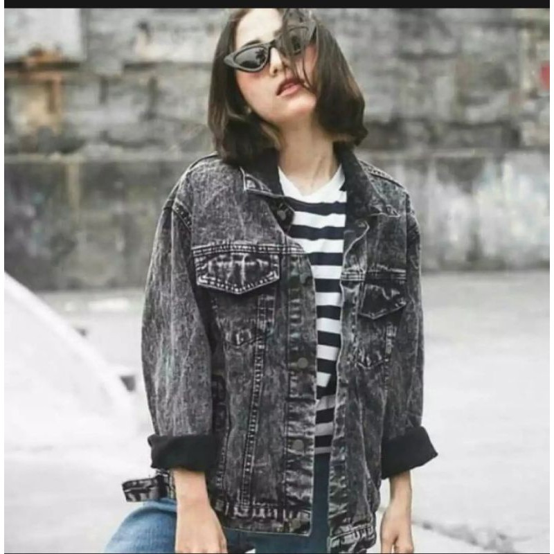 BLACK SANDWASH WANITA JUMBO/OVERSIZE