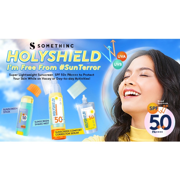 SOMETHINC HOLYSHIELD Sunscreen Gel SPF50 | Sunscreen Comfort Corrector Serum SPF50 | Sunscreen Stick SPF50 | Sunscreen Shake Mist SPF46 | ❤ jselectiv ❤ Sunscreen SOMETHINC ORI✔️BPOM✔️COD✔️