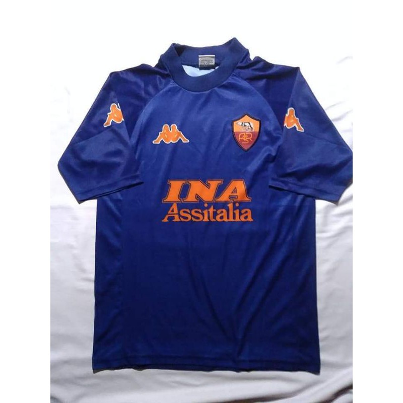 Jersey AS Roma away Batistuta ukuran S(66x48) all printing logo bordir