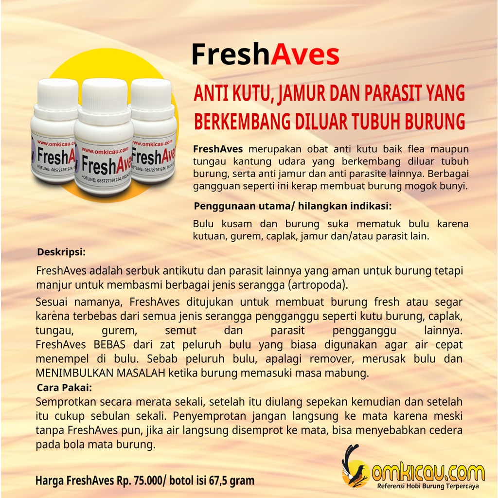 Fresh Aves Om Kicau Obat Kutu dan Parasit Pada Burung