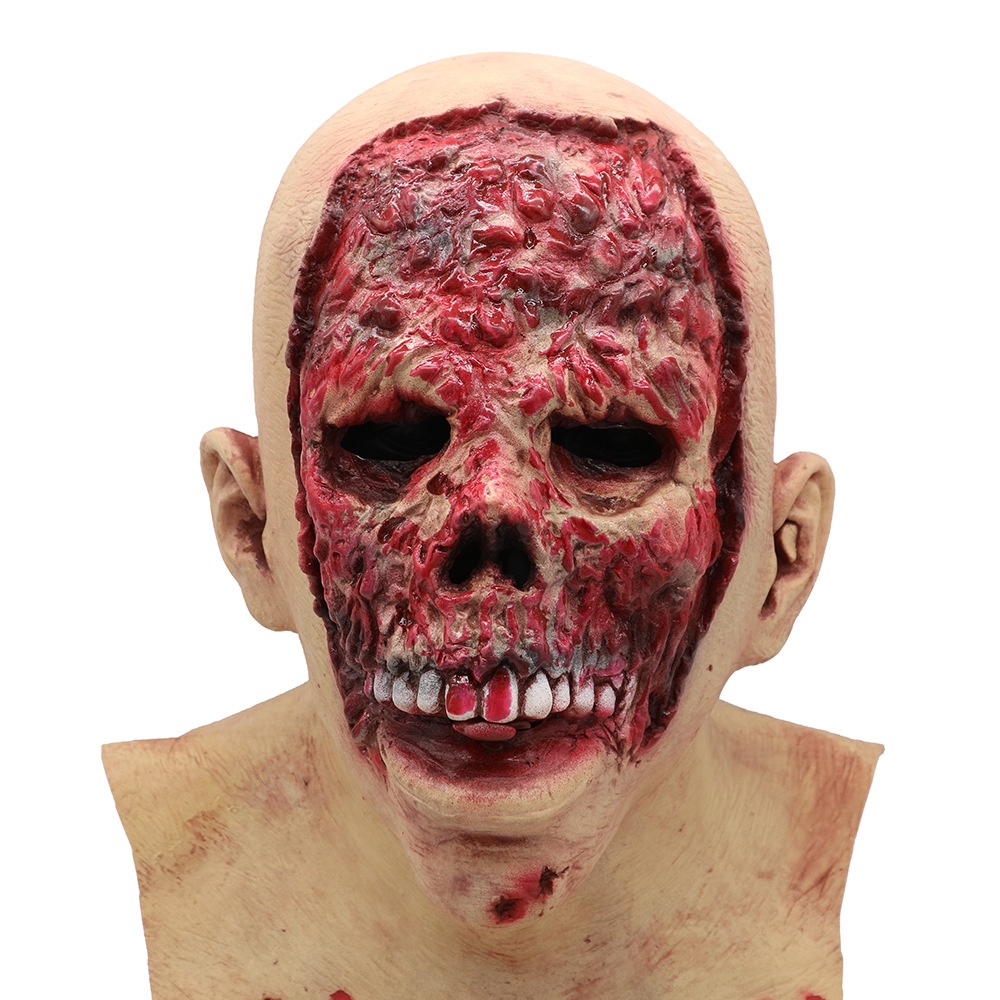 TOL-80 topeng latex full head wajah terkelupas zombie halloween mask prank pesta kostum