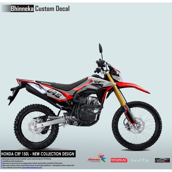 DECAL/STICKER HONDA CRF 150L RED GREY
