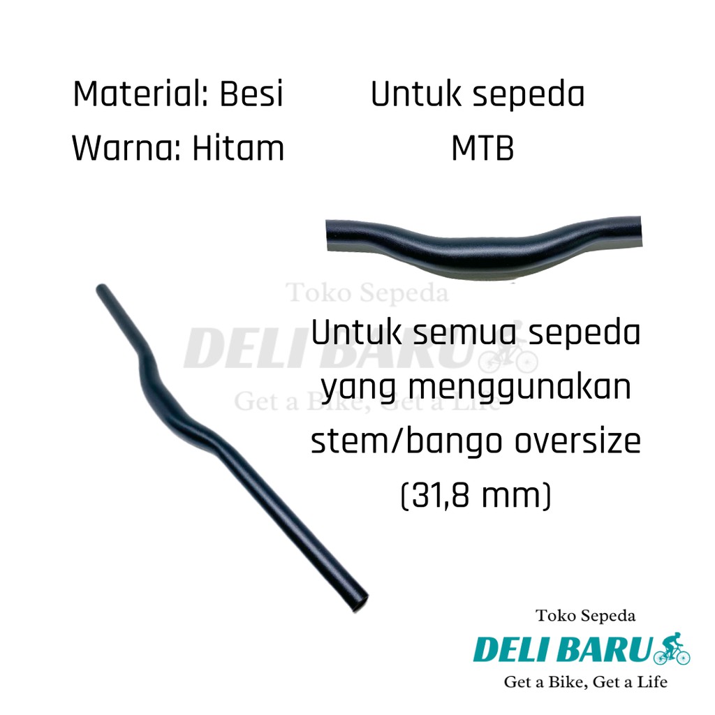 Stang BESI Oversize 31.8 mm hitam polos 62 cm sepeda MTB