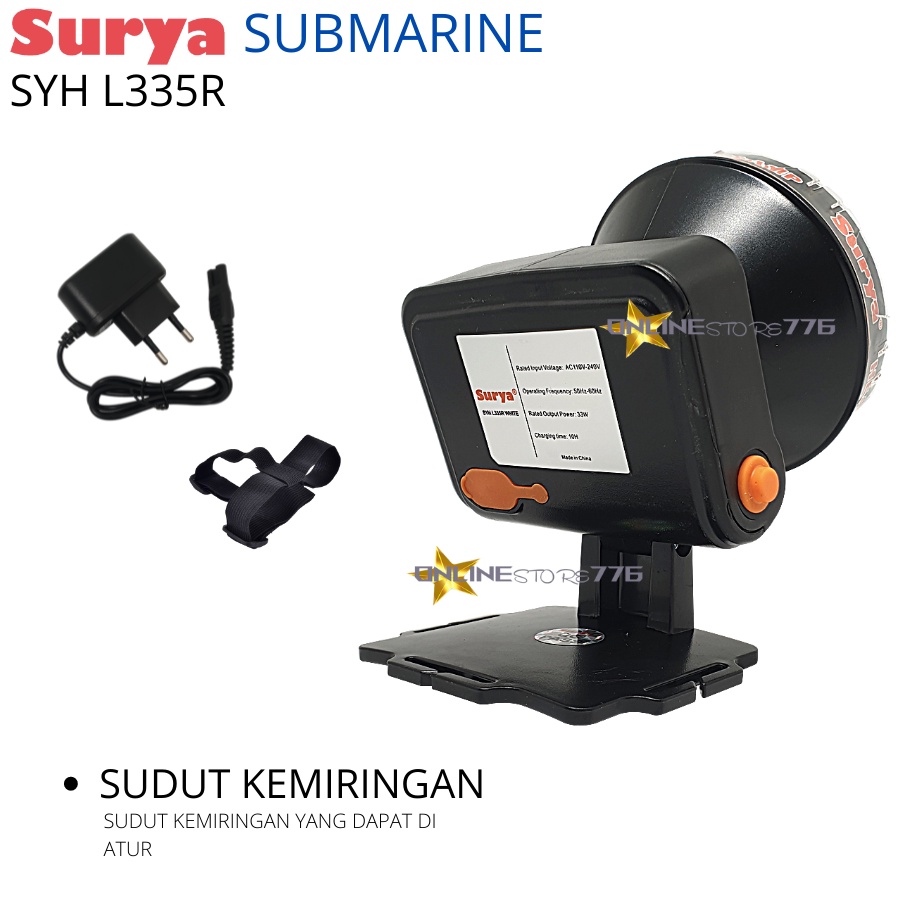 SENTER KEPALA / SENTER KEPALA SURYA / SYH L335R / LAMPU SENTER KEPALA / HEADLAMP / SURYA / SYH L335 / SENTER KEPALA TAHAN AIR / SENTER KEPALA RECHARGEABLE 33WATT - 33W /  CAHAYA PUTIH