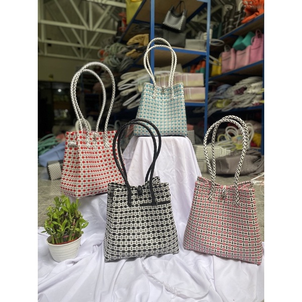 Tote Bag Wanita Jali Premium Motif Catur / Tas Anyaman Plastik Jali