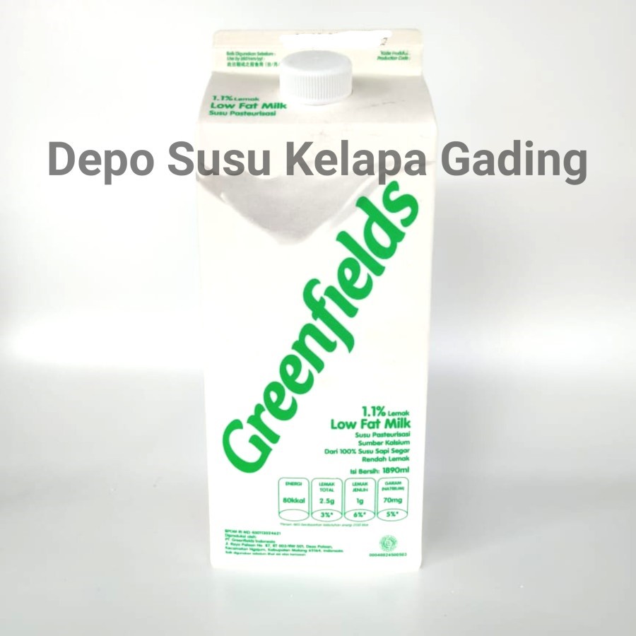 Susu Greenfields Fresh Milk / Low fat 1.89L | Greenfield 1,89L 1890 1.89 1,89 L Full Cream Segar 2L