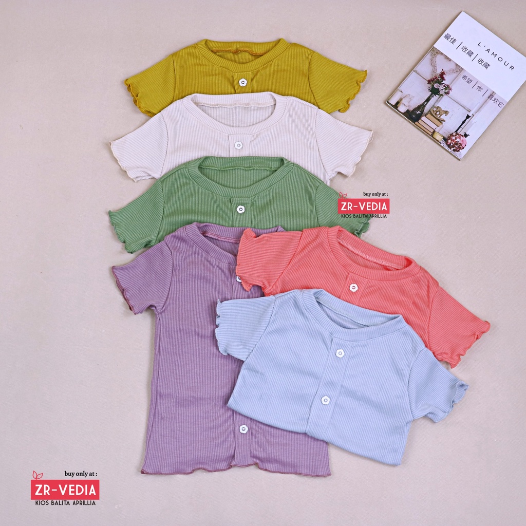 Zahra Knit Wear uk 2-4 Tahun / Kaos Anak Bahan Cotton Rib Blouse Tebal Stretch Balita 2-4 Tahun Atasan Polos Perempuan