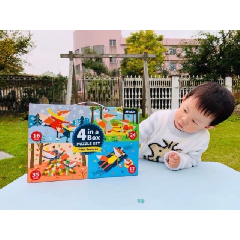 Minkey 4 in 1 puzzle - early puzzle - activity toys- kado anak - hadiah anak cowok - mainan edukasi