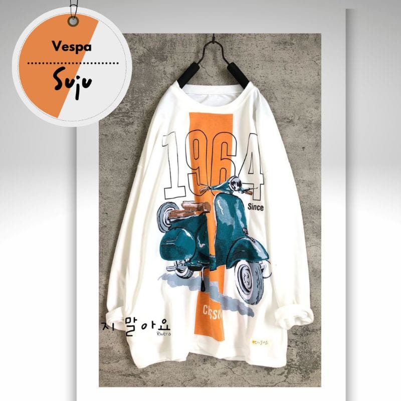 BEFAST - ZEC OOTD Wanita Longslevee Kaos KAYRA / Jumbo Longsleeve Vespa (LD 116, P 65) / Kaos Lengan Panjang / Longsleeve Motif Kekinian / Fashion Wanita Remaja Terbaru