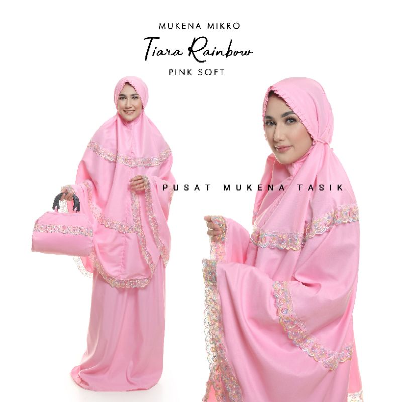 MUKENA DEWASA JUMBO KATUN MIKRO RENDA TIARA RAINBOW | PUSAT GROSIR MUKENA RAYON TERMURAH COD