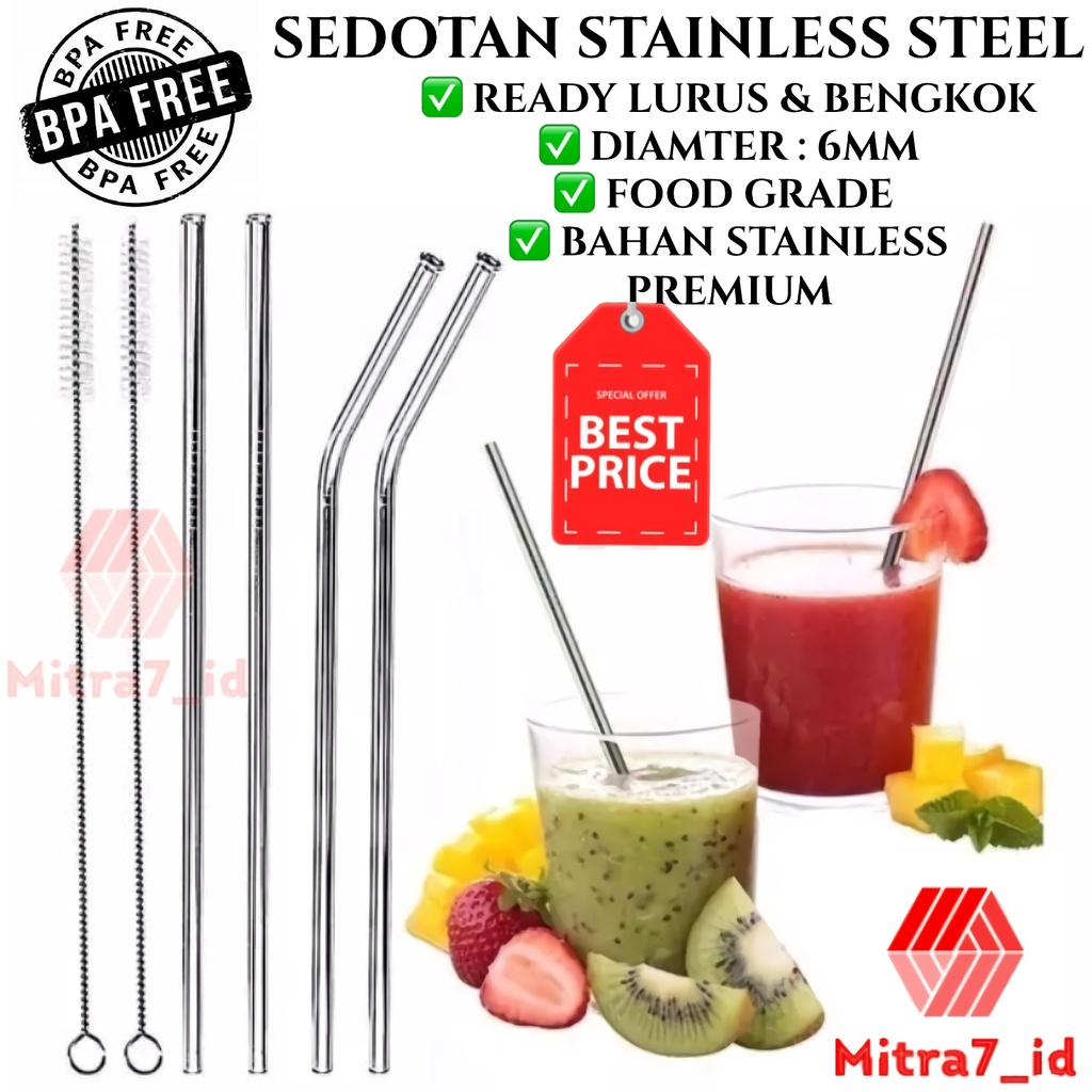 [M7] - Sedotan Stainless Steel Anti karat Food Grade Lurus - Sedotan Stainles