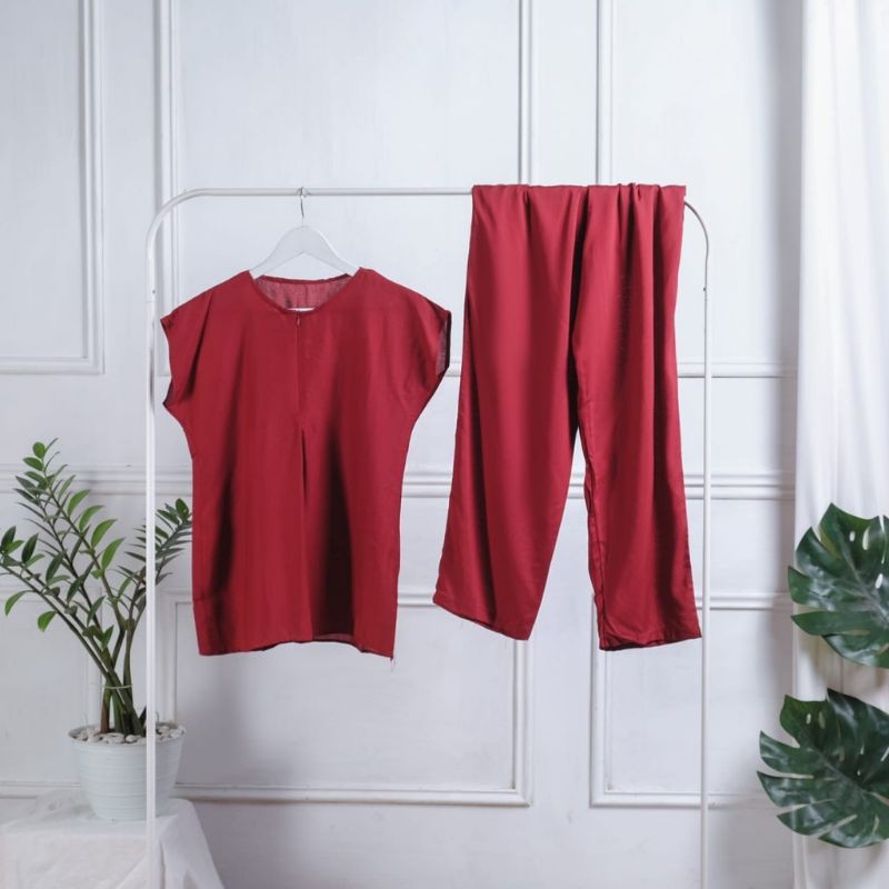 Piyama Busui Setelan Rayon Wanita Kekinian Pajamas Set Ld 120-PJM B. Marun