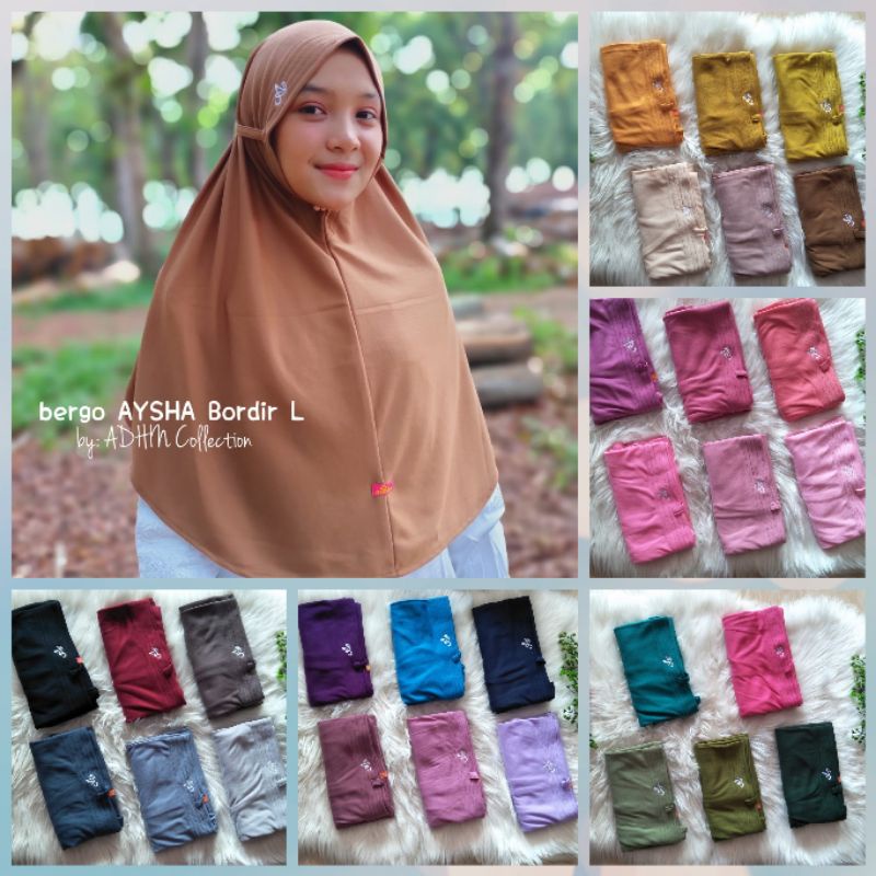 Jilbab Hijab Instan Bergo Duyung Aysha bordir L by Adhin collection Terbaru Hijab Bergo sporti