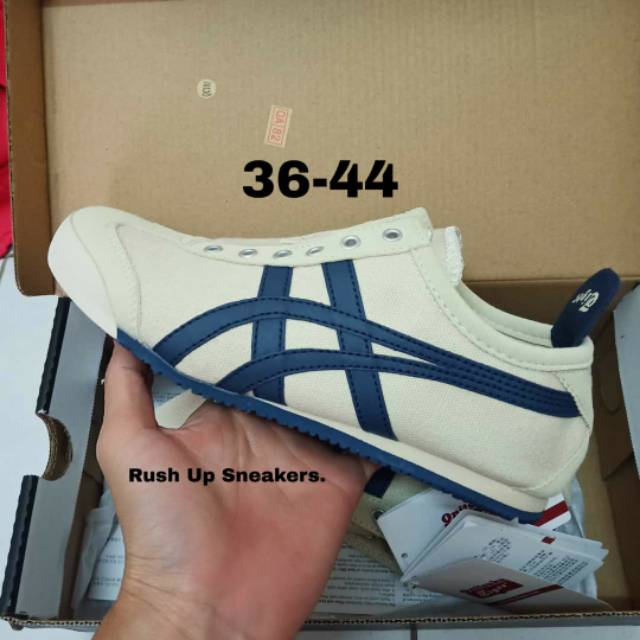onitsuka tiger slip on cream navy