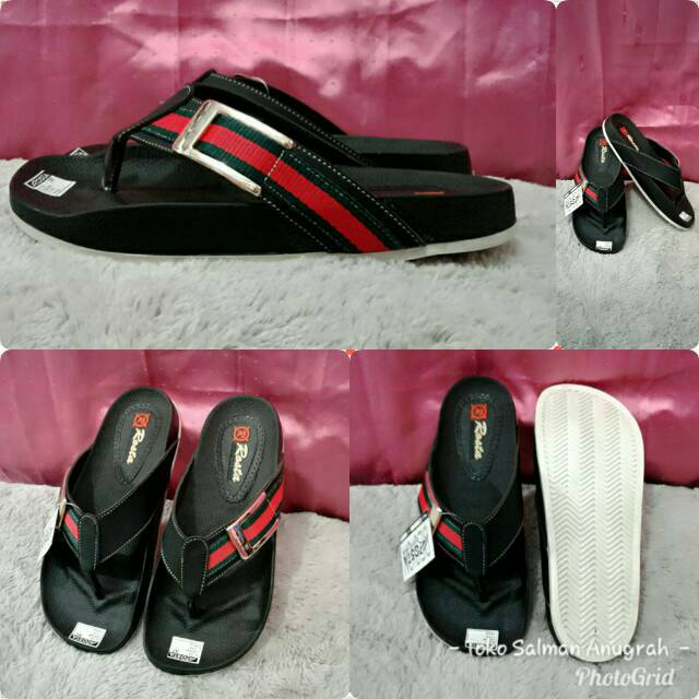 Sandal Rosta Flate Hitam