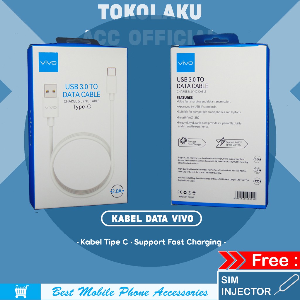 Kabel Vivo Tipe C Original Fast Charging 12V 9V Kabel Charger Vivo Original Kabel Data Vivo Tipe C O
