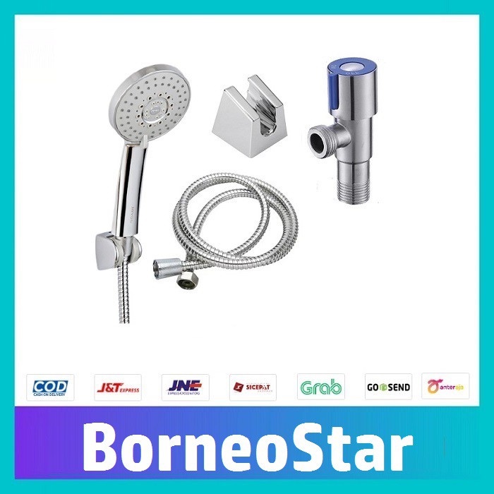 paket shower shower mandi stop kran stainless steel