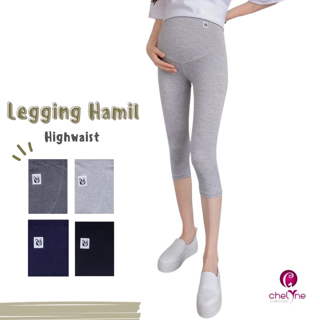 Legging Hamil Chelyne  3/4 Highwaist HJ136 Knee Length Maternity Legging