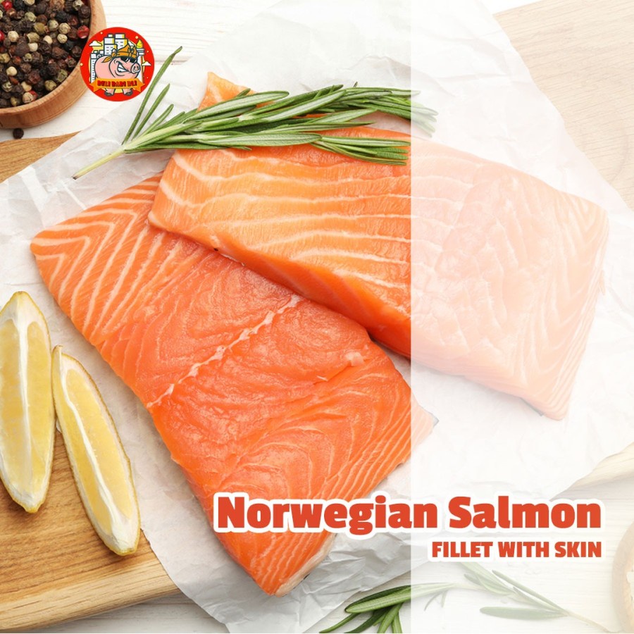 

IKAN NORWEGIAN SALMON POTONG FILLET WITH SKIN PORTION 200 GRAM FREHLY FROZEN SASHIMI GRADE TERMURAH