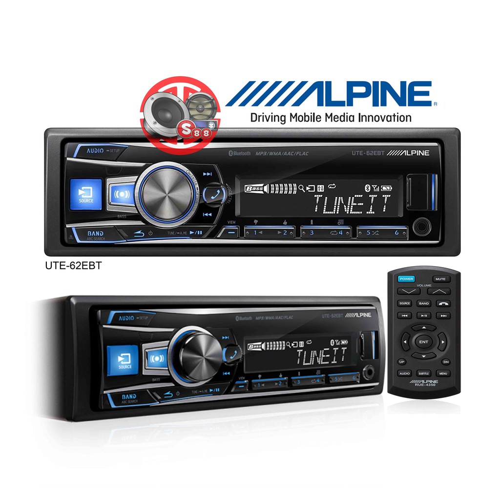 Alpine UTE-62EBT Digital Headunit Mobil Single Din Sound Quality Hi-Res Audio